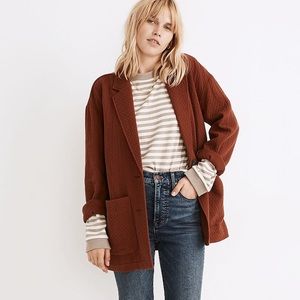 Madewell Diamond Jacquard Shaw Blazer - Mahogany
